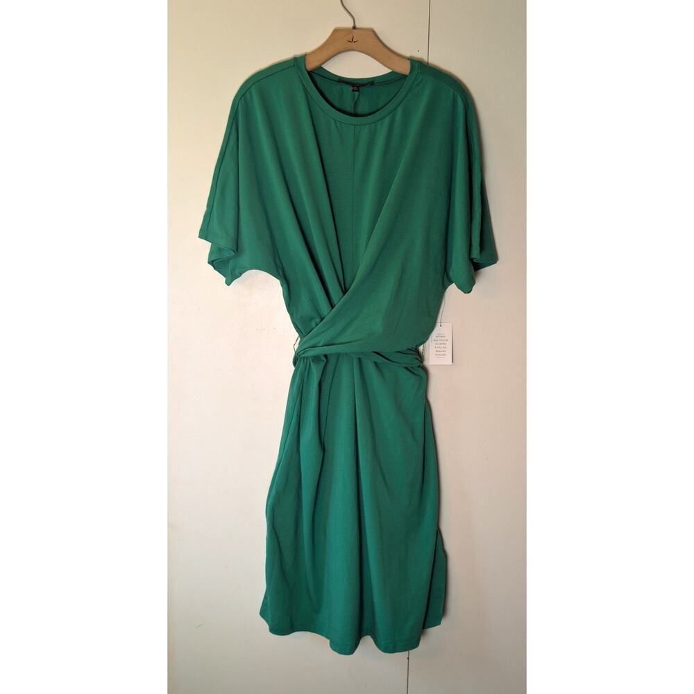ELOQUII Cross Front Flutter Sleeve Green Dress 14